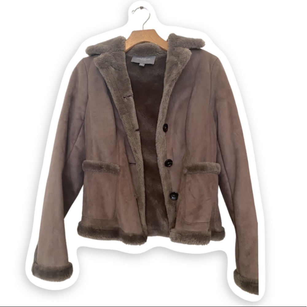 Ann Taylor suede and faux fur lined coat